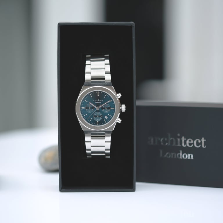 Men s Architect Orbix Chronograph Watch - Personalised Stainless Steel Timepiece with Modern Engraving Option