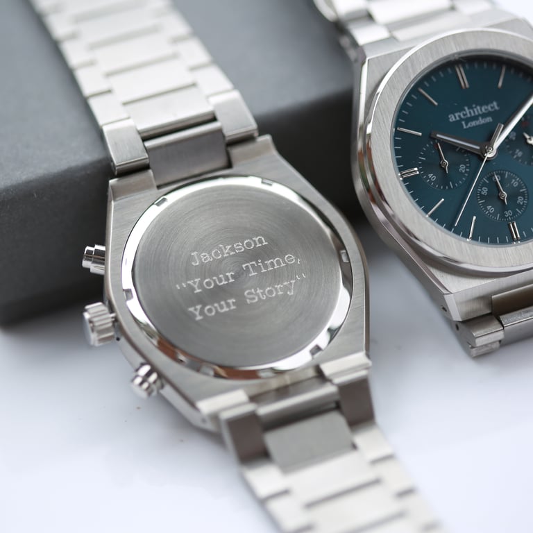 Men s Architect Orbix Chronograph Watch - Personalised Stainless Steel Timepiece with Modern Engraving Option