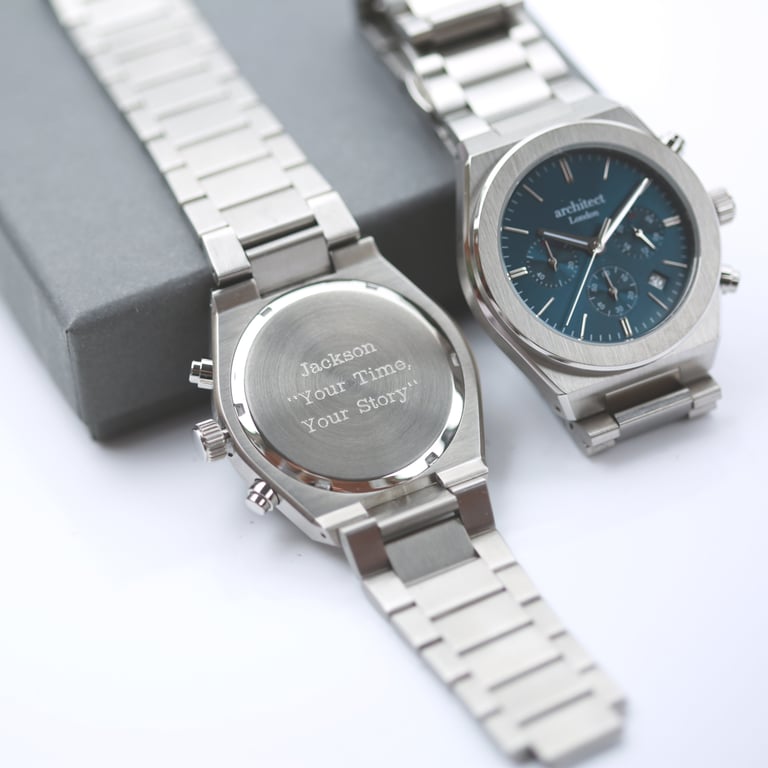 Men s Architect Orbix Chronograph Watch - Personalised Stainless Steel Timepiece with Modern Engraving Option