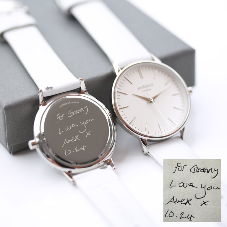 Architct Blanc Personalized Ladies Watch - Handwriting Engraved Stainless Steel Case Quartz Movement