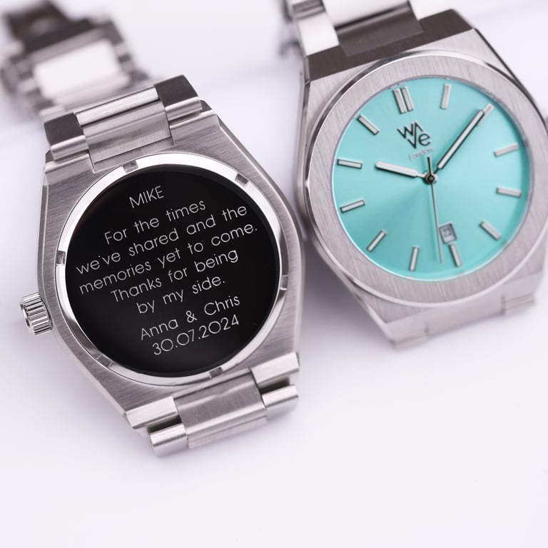 Ocean Blue Architect Wave Watch - Personalized Modern Font Engraving