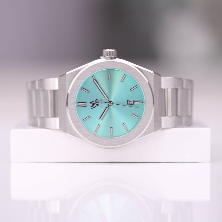 Ocean Blue Architect Wave Watch - Personalized Modern Font Engraving
