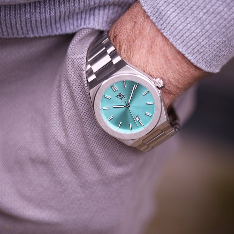 Wave by Architect Ocean Blue Watch - Handwritten Engraving & Minimalist Design