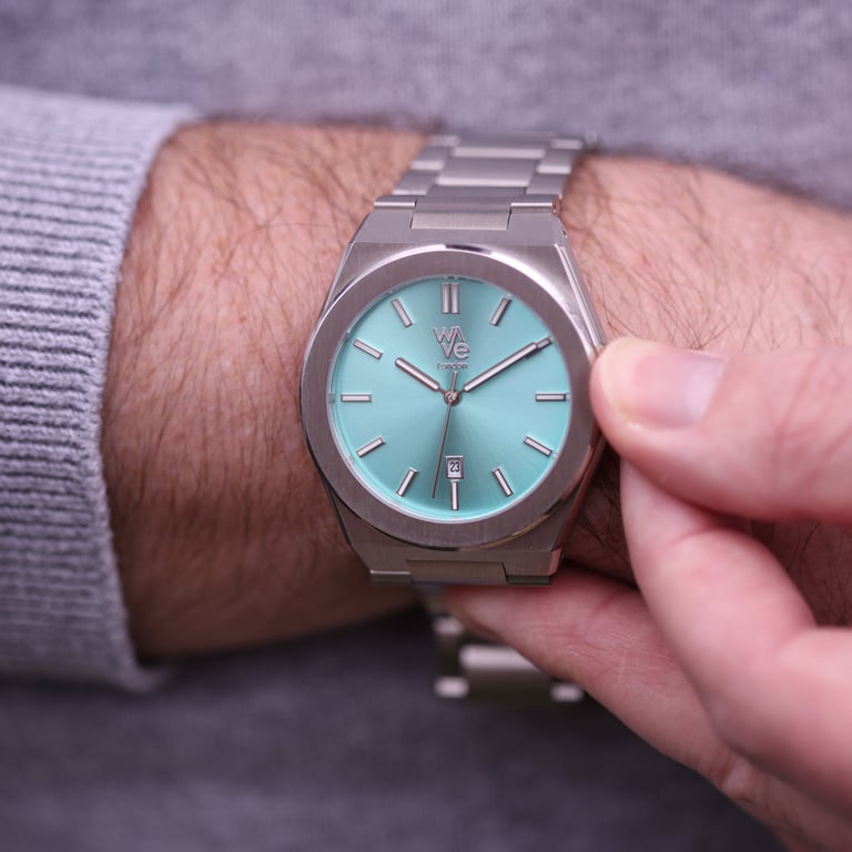 Wave by Architect Ocean Blue Watch - Handwritten Engraving & Minimalist Design