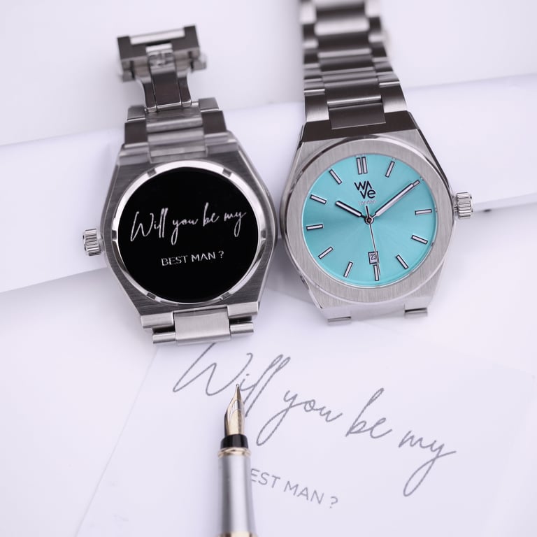 Wave by Architect Ocean Blue Watch - Handwritten Engraving & Minimalist Design