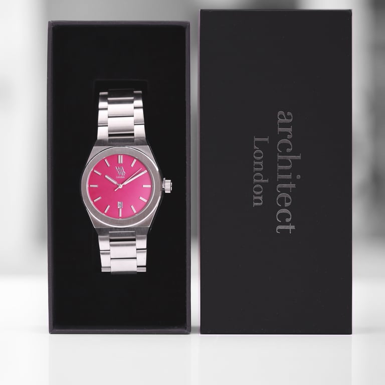 Wave by Architect Engraved Watch - Blush Ripple, Personalized with Handwritten Message, Ocean-Inspired Design
