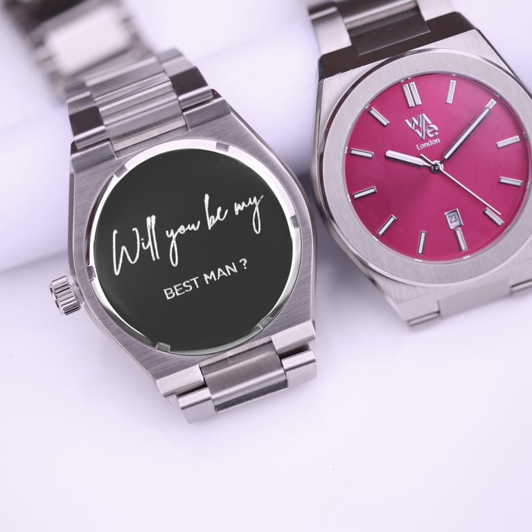 Wave by Architect Engraved Watch - Blush Ripple, Personalized with Handwritten Message, Ocean-Inspired Design