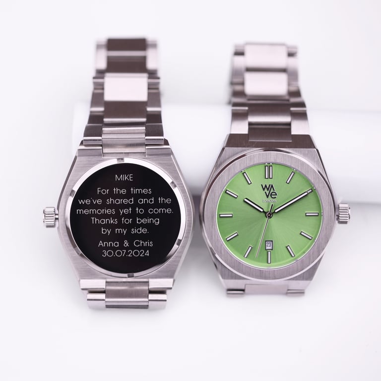 Wave by Architect Watch - Lime Surge Engraved Minimalist Ocean-Themed Timepiece