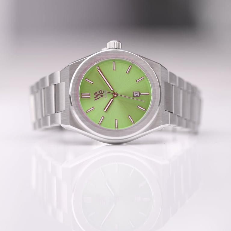 Wave by Architect - Handcrafted Engraved Watch with Personalized Handwriting and Ocean-Inspired Design in Lime Surge