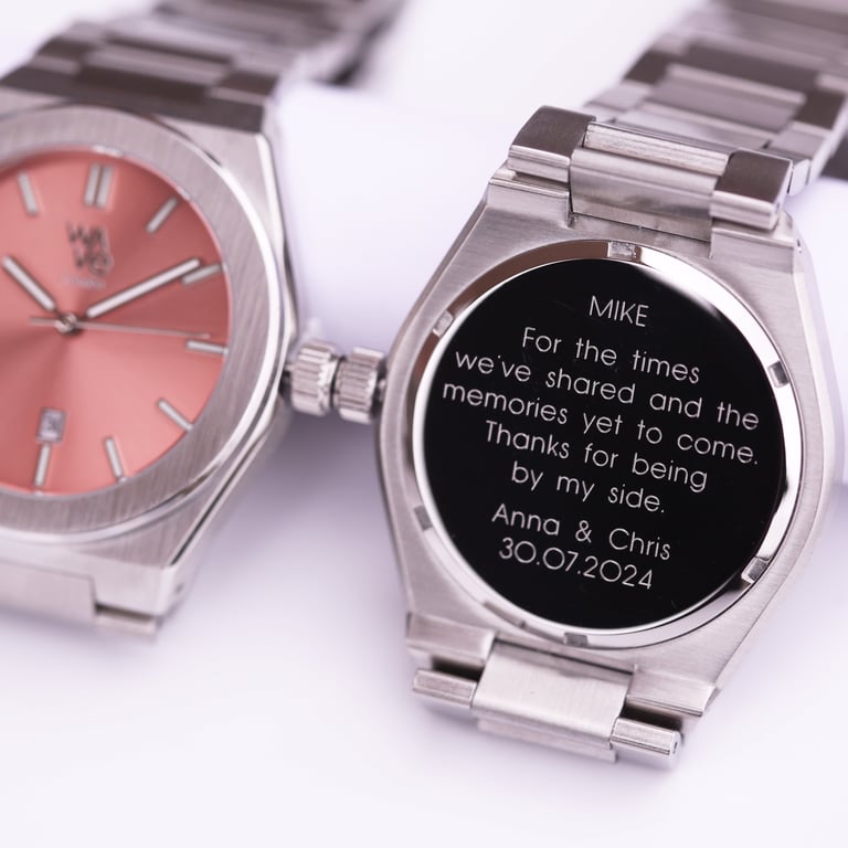 Peach Breeze Wave by Architect Watch - Personalised Modern Font Engraving & Ocean Inspired Design