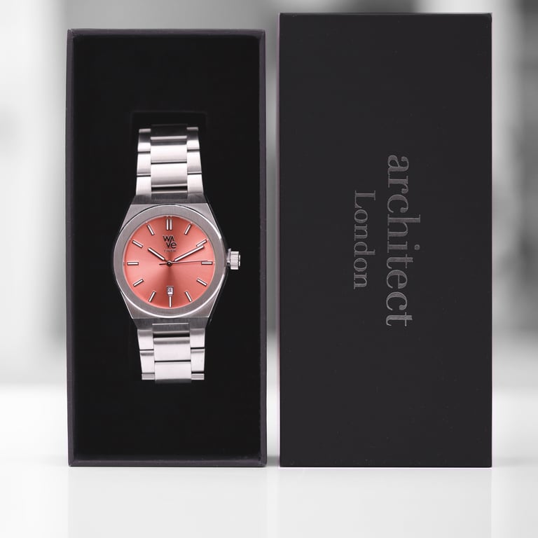 Wave by Architect - Handwritten Engraving Watch in Peach Breeze