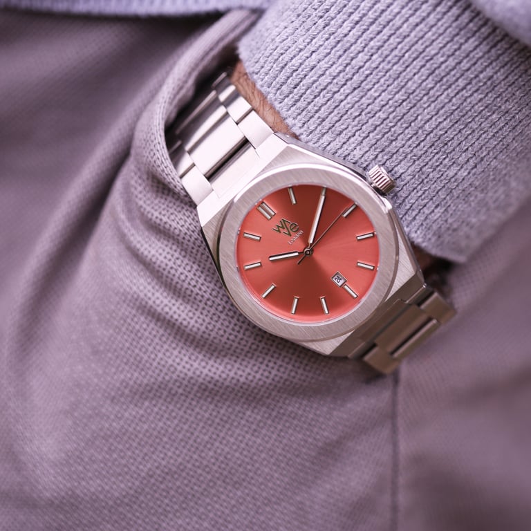 Wave by Architect - Handwritten Engraving Watch in Peach Breeze
