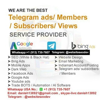 Аватар Телеграм канала "SEO/ Website Development/ Google ads/Lead generation/Bulk WhatsApp/software Development/ Telegram Ads" @seogoogleadsweb