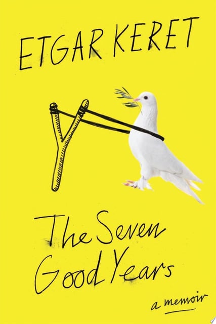 The cover features a bright yellow background with a playful, surreal illustration of a white dove with a slingshot. The dove carries an olive branch, creating a juxtaposition of peace and tension.