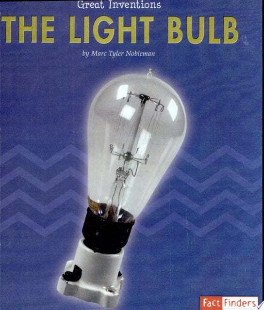 The cover features a large, central image of a light bulb, set against a blue background with subtle chevron patterns. The title and author's name are prominently displayed at the top, with a small publisher's label in the bottom right corner.
