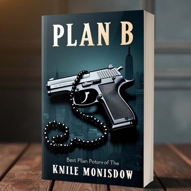 The cover features a close-up image of a gun with a black pearl necklace wrapped around it. The gun is placed in the center of the cover, with the necklace elegantly draped over it. In the background, the dark Manhattan cityscape is visible but blurred out, creating a sense of danger and mystery.