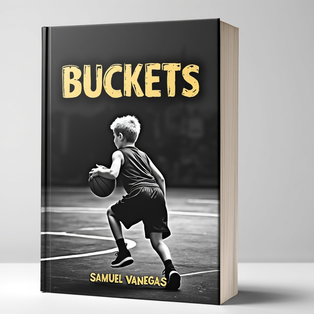 The cover features a close-up image of a basketball court, with a young boy named Samuel Vanegas dribbling down the court. The image is black and white, except for Samuel's blond hair, which adds a point of interest and contrasts with the rest of the composition.