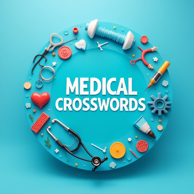 The cover features a whimsical yet classy design. The background is a vibrant shade of blue (HEX #107AB0), representing the science and technology genre. In the center, there is a blank space to add your company logo. Surrounding the logo area are various medical specialty icons, such as a stethoscope, microscope, syringe, and others. These icons are arranged in a circular pattern, creating a visually appealing composition.