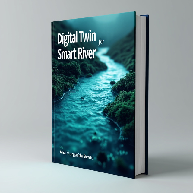 The cover features a close-up image of a river flowing through a digital landscape, with data streams flowing alongside it. The river is depicted in vibrant blue hues, representing its natural beauty, while the digital elements incorporate shades of green, symbolizing the smart technology. The overall composition creates a visually striking contrast between nature and technology.