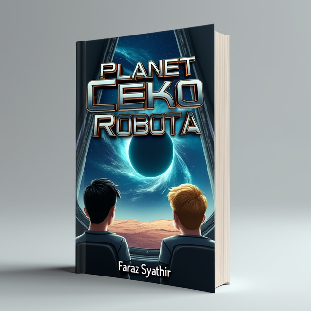 The cover features a captivating scene of a space ship floating in outer space, with a mesmerizing black hole in the background. Two young men, one with black hair and the other with blonde hair, are seen gazing out of the front window of the space ship, their expressions filled with excitement and thrill.