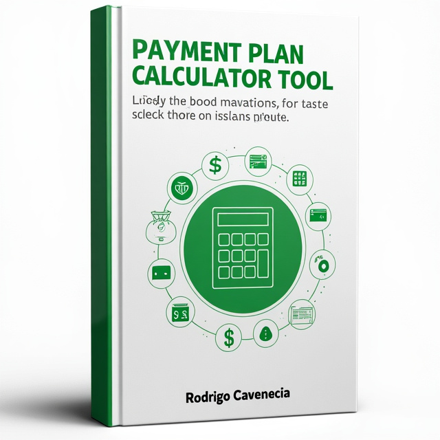 The cover features a clean and minimalist design with a white background. In the center, there is a prominent green circle representing a calculator. Inside the circle, there are numerical digits and mathematical symbols, illustrating the tool aspect of the book. Surrounding the calculator, there are various icons related to finance and payment plans, such as dollar signs, graphs, and credit cards. These elements convey the science and technology genre while also emphasizing the payment and financial aspect of the book.
