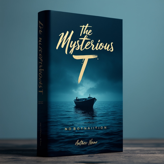 A dark and mysterious sea with a lone boat at its center. The boat is slightly tilted, adding to the sense of unease and curiosity. In the distance, there is a faint glow, hinting at a hidden secret.