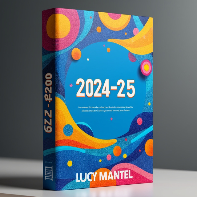 The cover features a colorful and vibrant abstract artwork with flowing shapes and patterns. The central focus is on a large blue circle, representing the year 2024-25, surrounded by smaller circles and curved lines in various shades of blue. The artwork creates a sense of movement and energy, evoking a feeling of happiness and excitement.