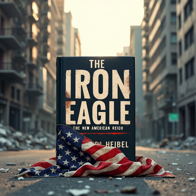 The cover features a ruined street as the background, with intact skyscrapers towering over the scene. In the center, a crumpled and torn American flag lies on the debris-covered street. The flag is positioned slightly off-center, as if discarded or blown by the wind.