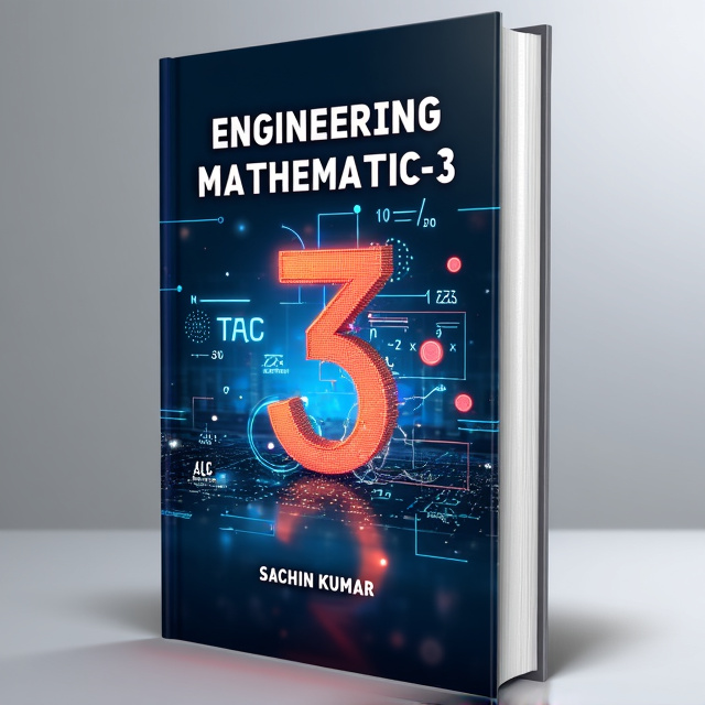 The cover features a futuristic background with abstract shapes and lines that represent the concept of engineering mathematics. In the foreground, there is a large digital "3" surrounded by mathematical symbols and equations, giving a sense of the subject matter of the book.