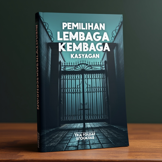 The cover features a close-up image of the entrance gate of a prison, with the words "Pemilihan Lembaga Kemasyarakatan Kota Administrasi Jakarta Pusat Tahun 2024" prominently displayed at the top. The gate is surrounded by barbed wire, adding a sense of confinement and authority. The overall color scheme is dark and muted, reflecting the serious tone of the book.