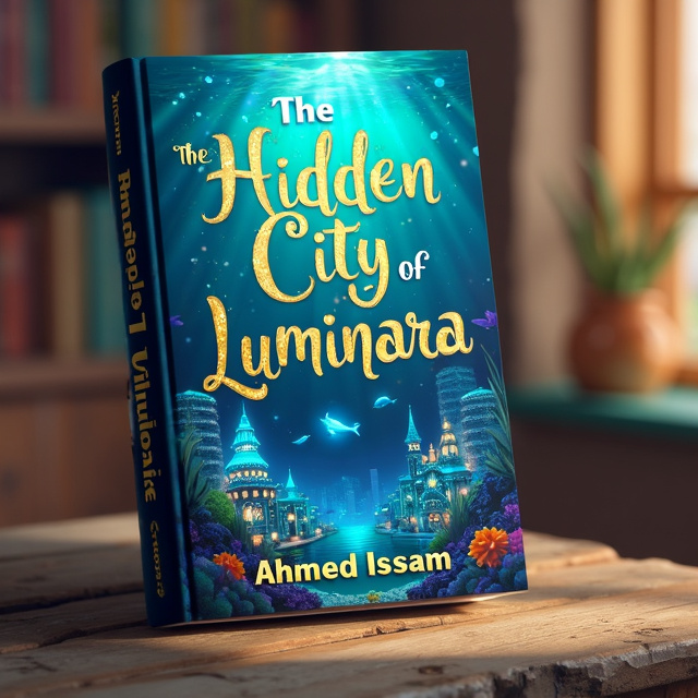The cover features a vibrant underwater scene with an ancient city, adorned with beautiful luminous lights and colorful marine life. The city is partially submerged, creating a sense of mystery and adventure.