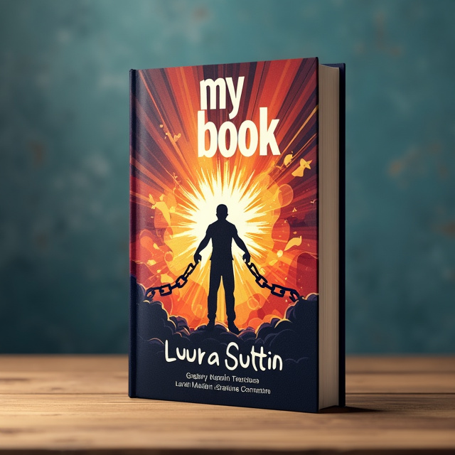 The cover features a vibrant and dynamic illustration of a person breaking free from chains, symbolizing personal growth and empowerment. The title "my book" is prominently displayed in bold lettering at the top, with rays of light emanating from it, adding to the sense of energy and positivity.