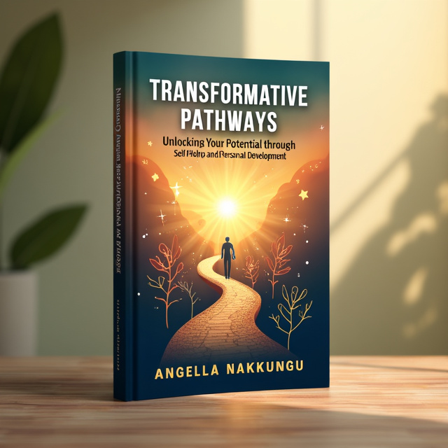 The cover features a winding path in the center, leading towards a radiant horizon. A figure emerging from a cocoon is subtly integrated into the path. Abstract symbols of growth, such as leaves and light bursts, surround the path and light source. The background uses a gradient that transitions from a darker shade at the bottom to a lighter, vibrant shade at the top.