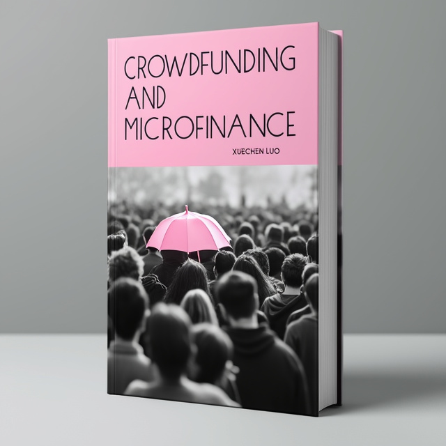 The cover features a close-up image of a crowd of people, symbolizing the concept of crowdfunding and microfinance. The image is in black and white, with the exception of one person holding a light pink umbrella, creating a focal point. The title of the book is placed at the top of the cover in a bold, sans-serif font, with the author's name centered at the bottom in a sleek, script font.