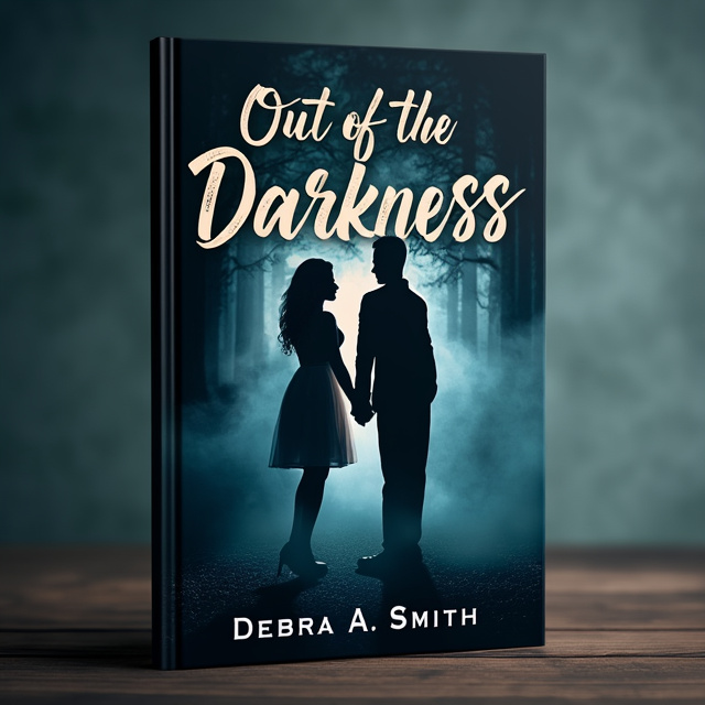 A dark and mysterious background with a silhouette of a man and a woman standing close together. The image is partially covered in mist and shadows, representing the danger and uncertainty in their relationship.