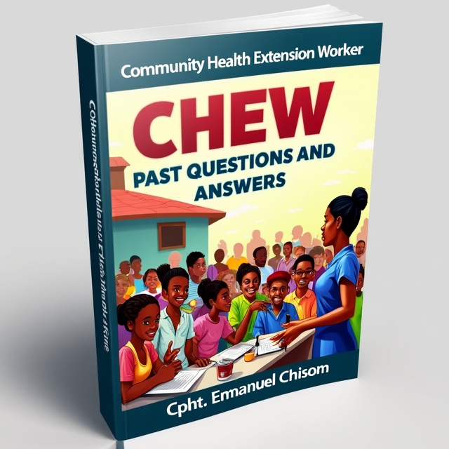 The cover features a vibrant and colorful illustration of a community health worker conducting a health education session with a group of people. The image is dynamic and engaging, capturing the essence of community health outreach.