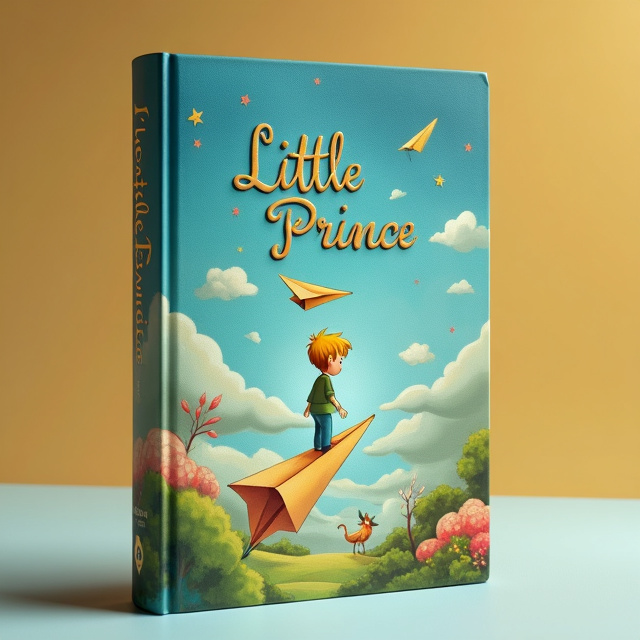 A whimsical illustration of a young boy flying on a paper airplane, with a magical landscape in the background. The colors are vibrant and the style is playful, capturing the essence of fantasy.