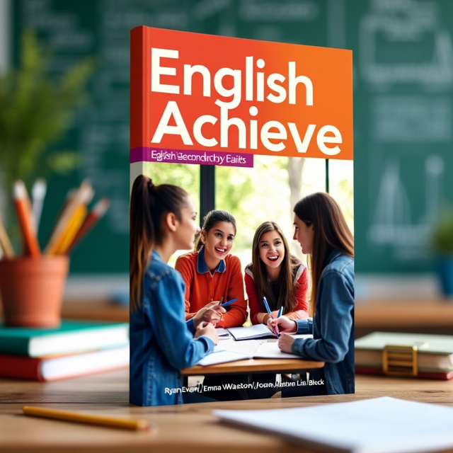 The cover features a vibrant and eye-catching image of a group of high school students engaged in a lively discussion. The students, depicted as diverse and relatable characters, are positioned in the foreground, creating a sense of depth. The background showcases a classroom setting with books and writing materials, symbolizing the focus on English language learning. The overall style is modern and dynamic, capturing the energy and enthusiasm of senior secondary students.