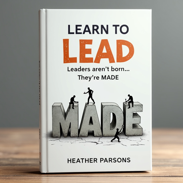 The cover features a white background with a simple and clean illustration style. The title "Learn to Lead" is prominently displayed at the top, followed by the phrase "Leaders aren't born..." in a smaller font. The words "They're MADE" are handcrafted out of stone and are being chiseled by little men, creating a visual representation of the book's message. The overall design is visually appealing and easy to recognize.