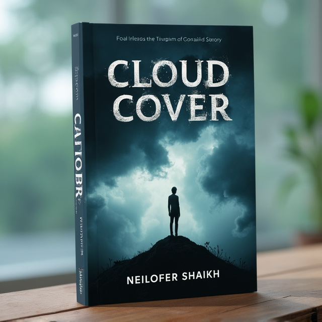 The cover features a dark and mysterious background with clouds swirling in the sky. In the center, there is a silhouette of a person standing on a hill, surrounded by mist. The person is looking up towards the clouds, hinting at the mysterious elements of the story.