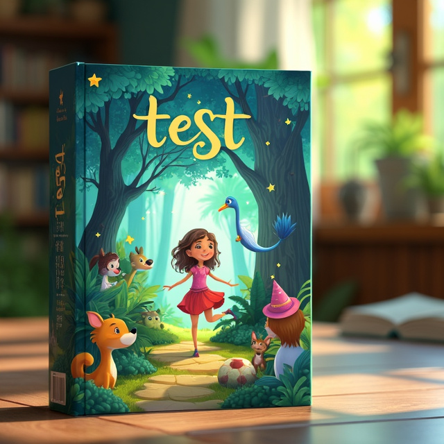 The cover features a vibrant and whimsical illustration of a magical forest with talking animals and mystical creatures. The protagonist, a young girl, is shown with a smile on her face as she embarks on an enchanting adventure. The illustration is colorful and lively, capturing the essence of a fantasy world.
