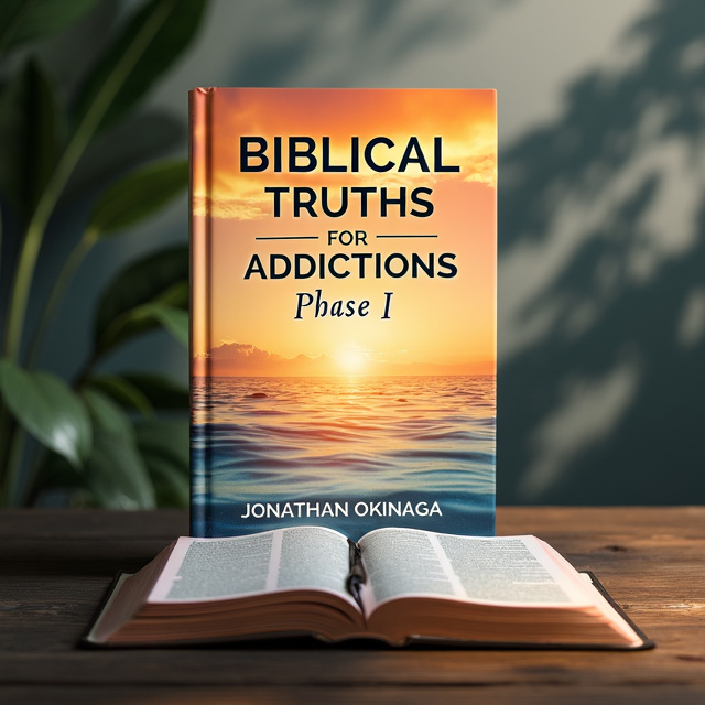 The cover features a serene and calming image of a sunset over a water body, symbolizing hope and transformation. In the foreground, there is an open Bible, representing the religious aspect of the book. The title is placed at the top in bold and elegant typography, with the author's name displayed at the bottom in a more subtle font.
