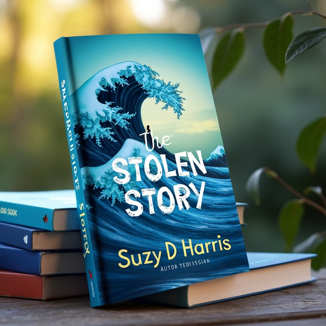 The cover features a stack of books with vibrant blue covers, arranged to form a wave-like shape. In the center of the wave, there is a silhouette of a dead body, symbolizing danger and mystery. The books are slightly tilted, giving a dynamic and playful feel to the design.