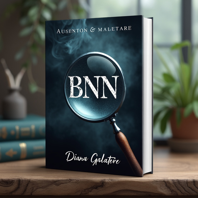 The cover features a close-up image of a magnifying glass, with the reflection of a mysterious figure in the glass. The image is set against a dark background with subtle hints of smoke swirling around.