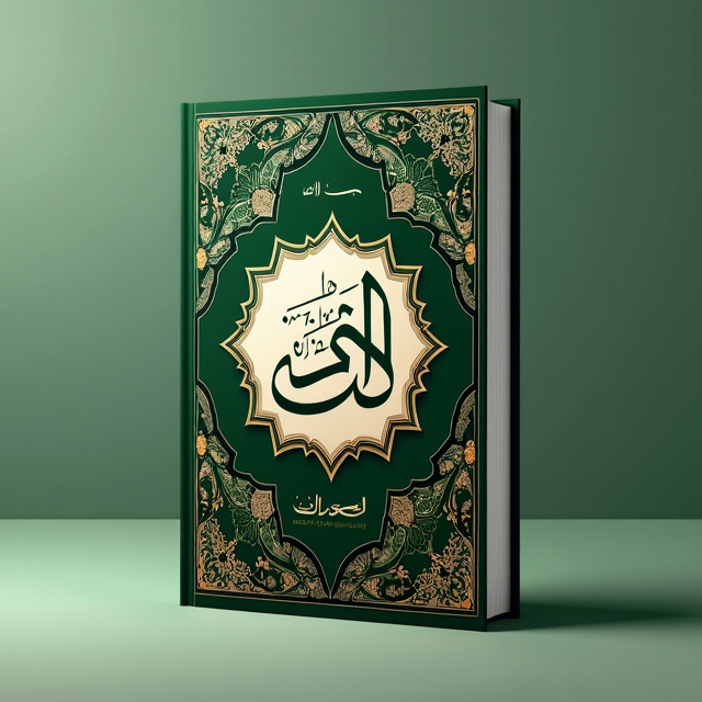 The cover features an intricate geometric pattern with Islamic motifs in shades of green and gold, representing the Islamic heritage. A central focal point is created by the title "دفتر ریاضی" in bold calligraphy, surrounded by a subtle mathematical equation in the background.