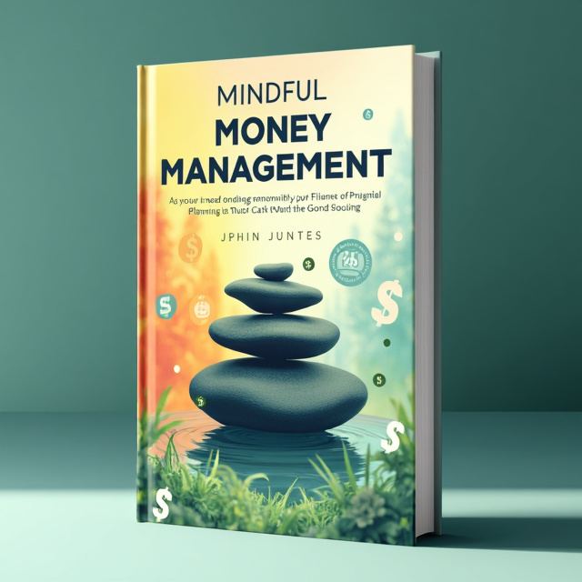 The cover features a combination of vibrant and calming colors, with a central image of a zen garden, symbolizing tranquility and mindfulness. The image is surrounded by abstract money symbols, representing financial planning.