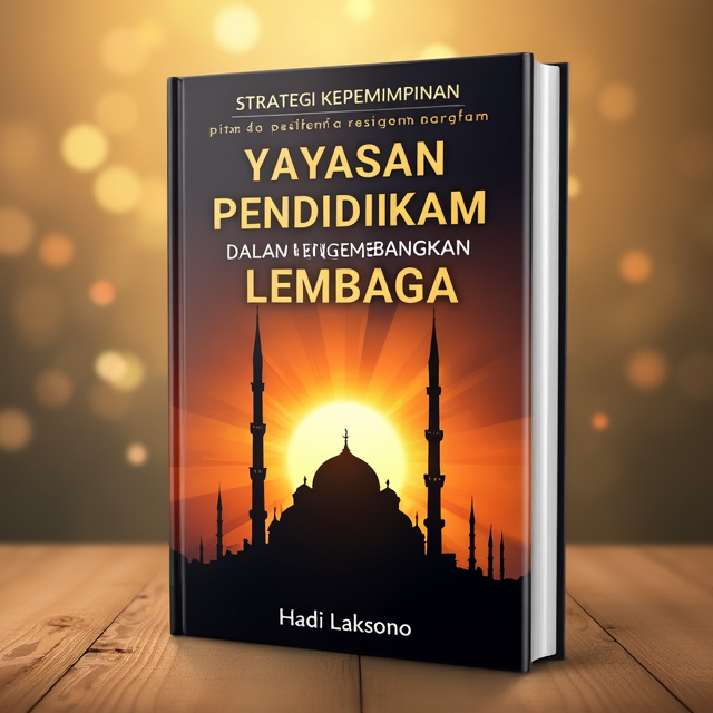 The cover features a powerful image of a rising sun behind a silhouette of a mosque, symbolizing the growth and development of Islamic education. The title is placed at the top, with the author's name below it. The overall color scheme is warm and inviting, using shades of orange and yellow to convey a sense of spirituality and enlightenment.