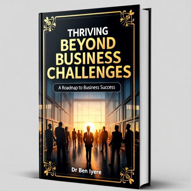 The cover features a gold and black color scheme with a blend of other relevant colors. It showcases a majestic, thriving business environment, with a modern office space, vibrant employees, and a successful team. The image is framed by a golden border, adding a touch of elegance and professionalism.