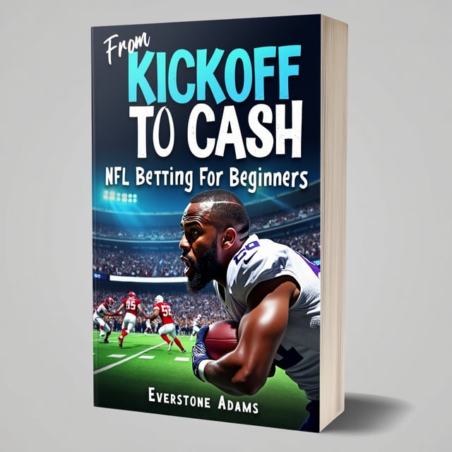 The cover features a close-up image of a football player in action, with the focus on the player's intense expression and determination. The background consists of a vibrant and dynamic illustration of a football field, with charging players and cheering fans, creating a sense of excitement and anticipation.