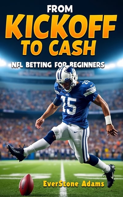 The cover features a close-up image of a football player in action, kicking the ball. The player is shown in mid-air with a determined expression on his face. The background is a vibrant stadium filled with cheering fans. The title is prominently displayed in bold letters at the top, with the author name below it.
